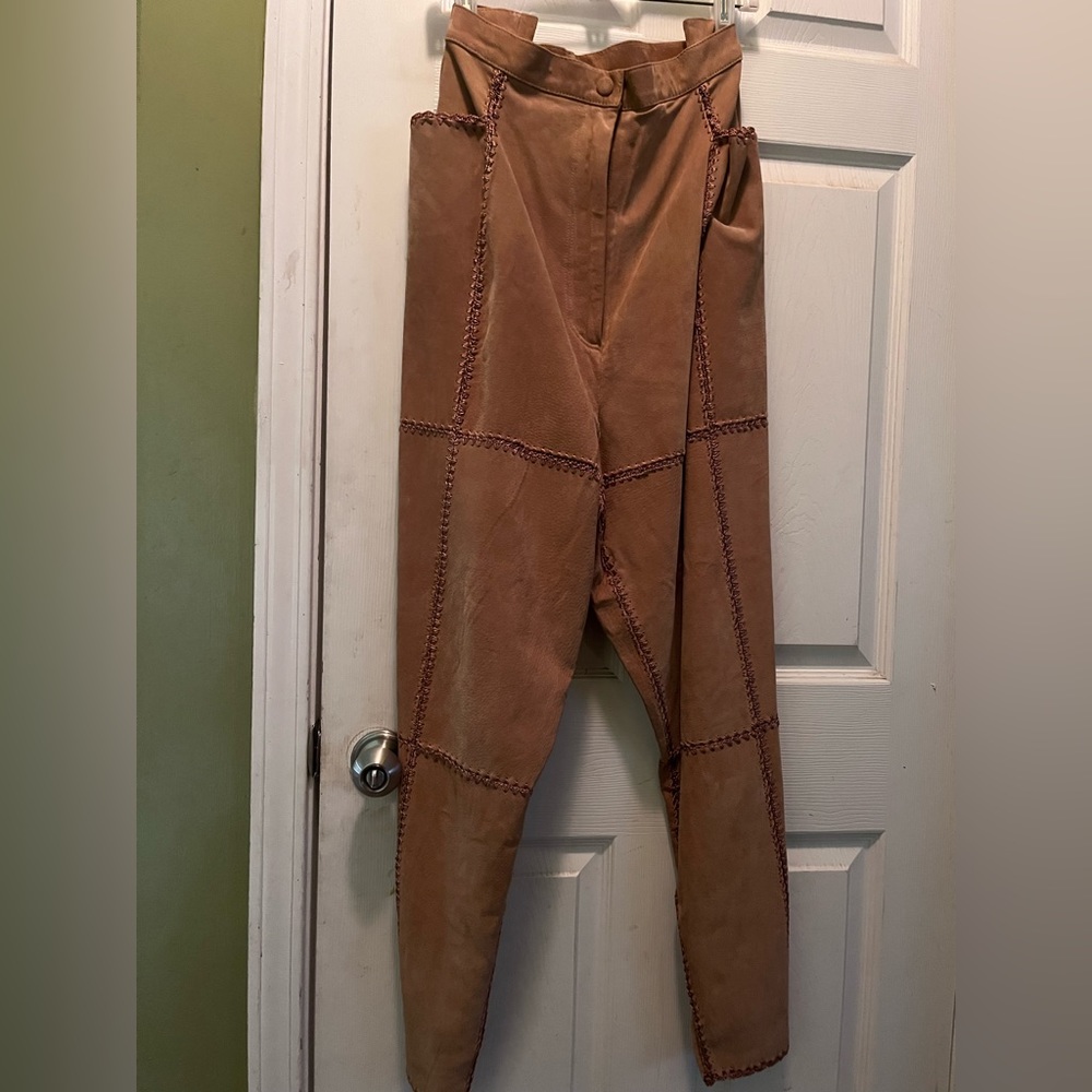 Ladies size 24 camel color leather pants beautiful